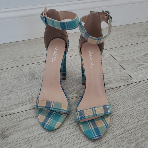 Dolls Kill Just Flawless Plaid Heels - Picture 1 of 4